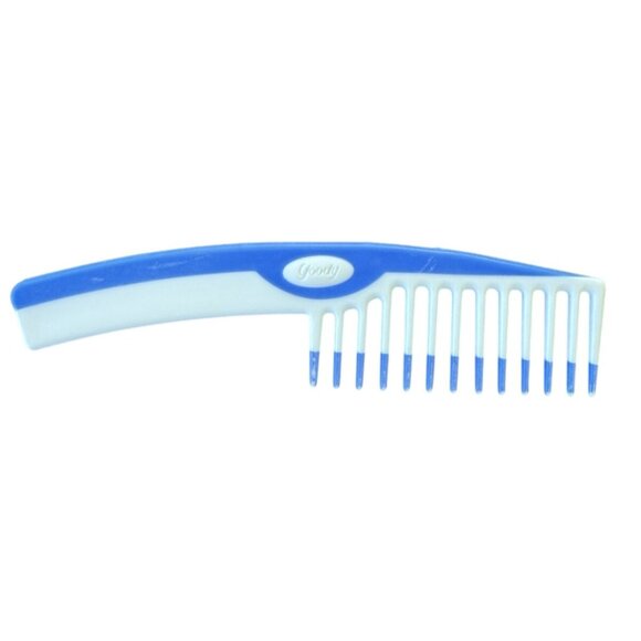 Vintage GOODY Wide-Toothed Detangling Comb 7” Non-slip handle 1980's White Blue - Picture 2 of 4